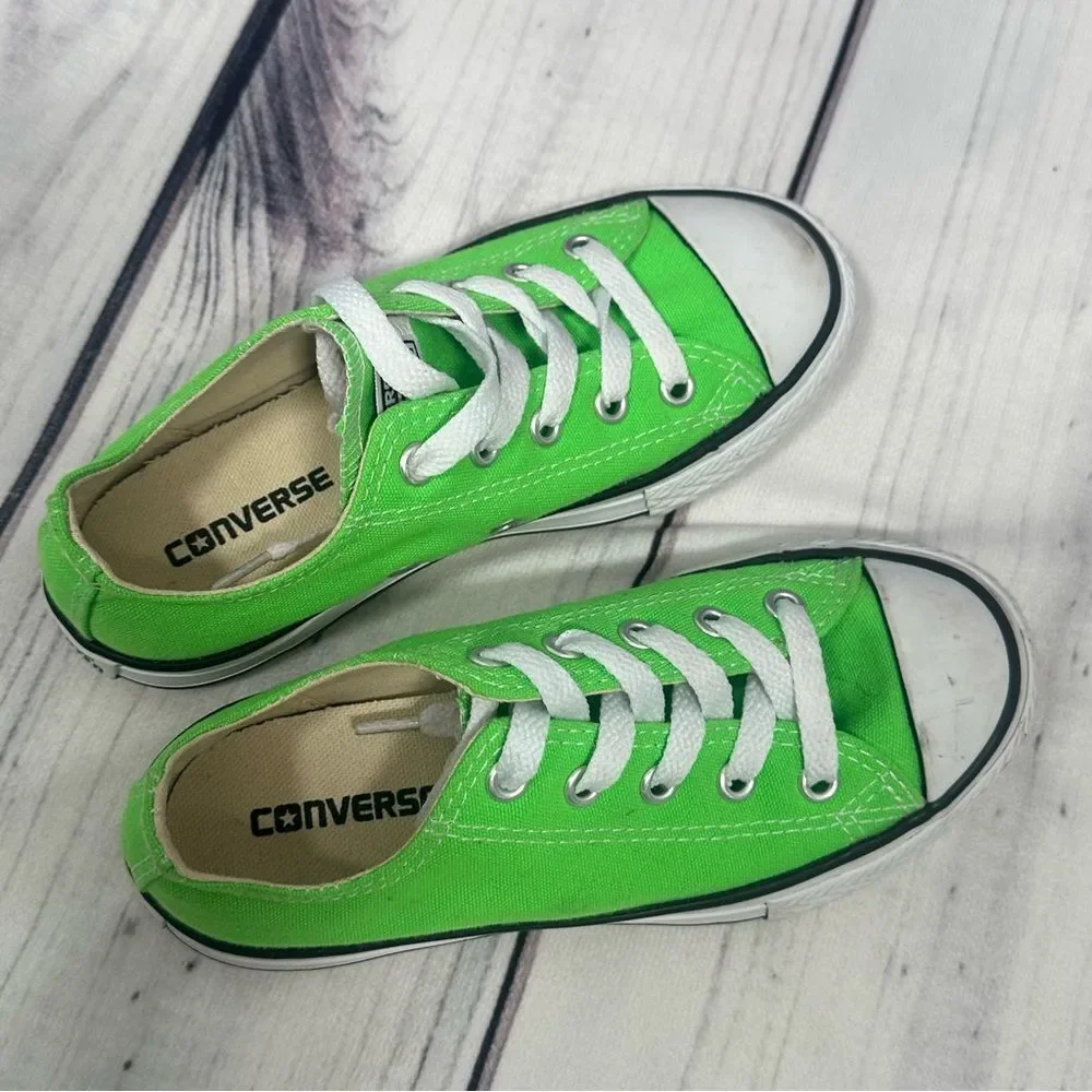 Converse Chuck Taylor All‎ Star Kids Lime Green Low Sneakers Youth Size 12.5